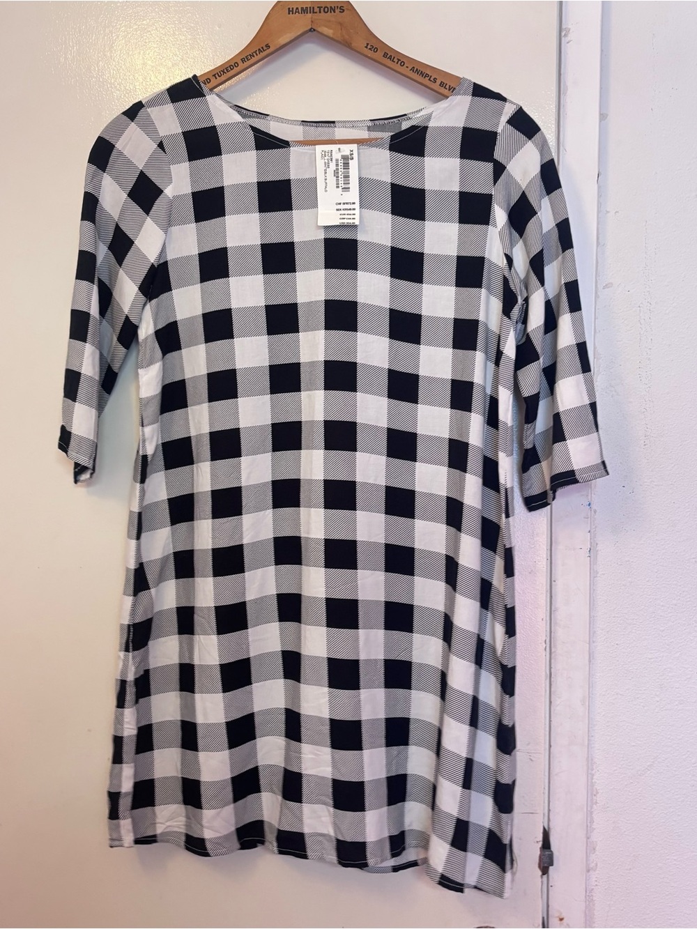 American Apparel Black and White Checkered Shift Dress